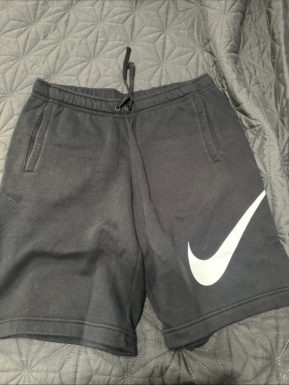 Nike Men’s Black Athletic Shorts with White Swoosh